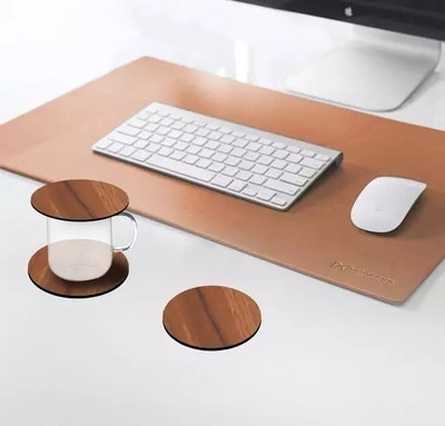 SAMWAX Round Reversible Wood Coaster Set(Pack of 5)