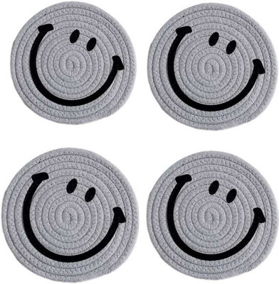 GABA Round Reversible Jute Coaster Set(Pack of 4)
