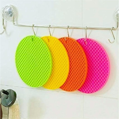 AnjaniputrA Round Reversible Rubber Coaster Set(Pack of 2)