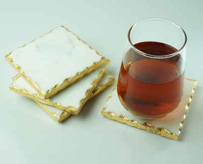 MBSC Square Marble Coaster Set(Pack of 4)