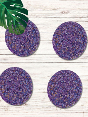 LADLI JEE Round Reversible Polyester Coaster(Pack of 4)