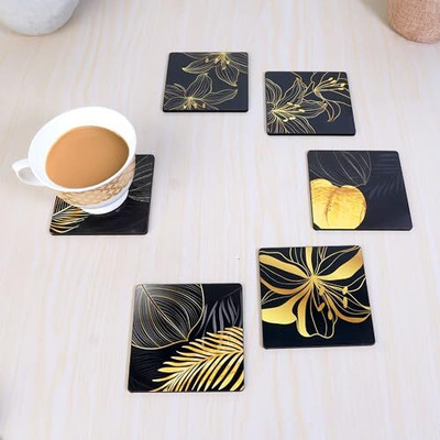 Sketchfab Square Wood Coaster Set(Pack of 6)