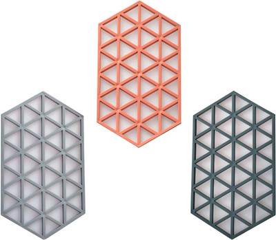 GJROAD Rectangle Reversible PVC Coaster Set(Pack of 3)