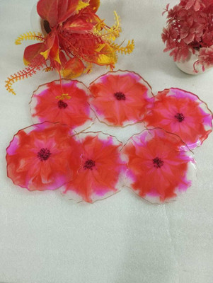 SN Resin studio Round Resin Coaster Set(Pack of 6)