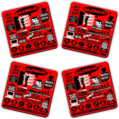 Get Fatang Square Reversible Wood Coaster Set(Pack of 4)