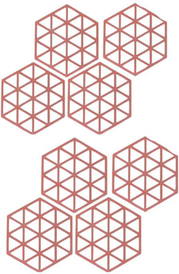 Cathiya sales Hexagon Reversible PVC Coaster Set(Pack of 8)