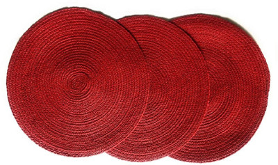 DKDECORATIVE Round Reversible Cotton Coaster Set(Pack of 3)