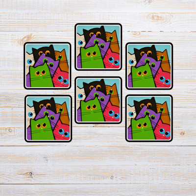 Expleasia Round Wood Coaster Set(Pack of 6)