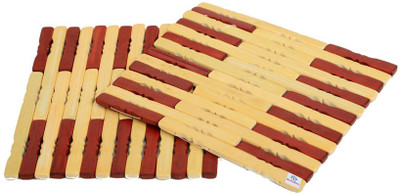 Heart Home Square Reversible Wood Coaster Set(Pack of 2)