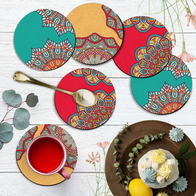 Hothouse Square Medium Density Fibreboard Coaster Set(Pack of 6)