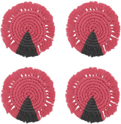MUD FACTORY Round Cotton Coaster Set(Pack of 4)