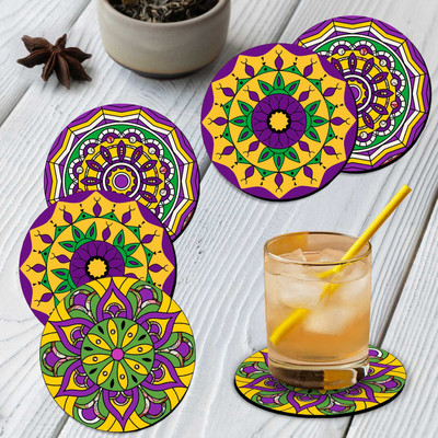 Hothouse Round Medium Density Fibreboard Coaster Set(Pack of 6)