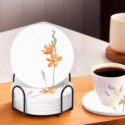 The Better Home Round Sandstone Coaster Set(Pack of 7)