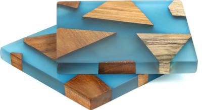 6th element Square Reversible Resin Coaster(Pack of 2)