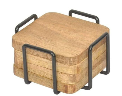 SHAAD Rectangle Reversible Wood Coaster Set(Pack of 4)