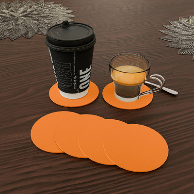 KUBER INDUSTRIES Round Rubber Coaster Set(Pack of 6)