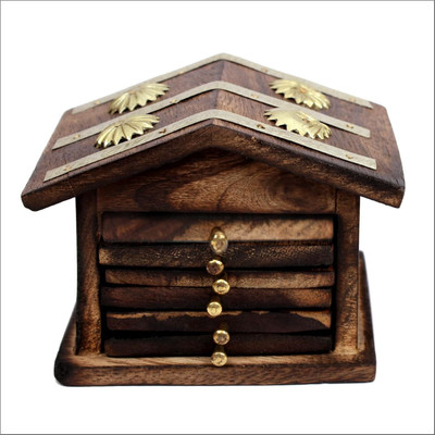 VERTICLE Square Reversible Wood Coaster Set(Pack of 6)