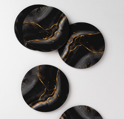 The Kamy Round Wood Coaster Set(Pack of 4)