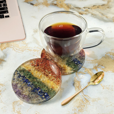 Calminds Round Reversible Crystal Coaster Set(Pack of 2)