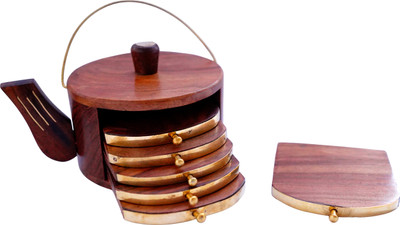 aiiry Rectangle Reversible Wood Coaster Set(Pack of 6)