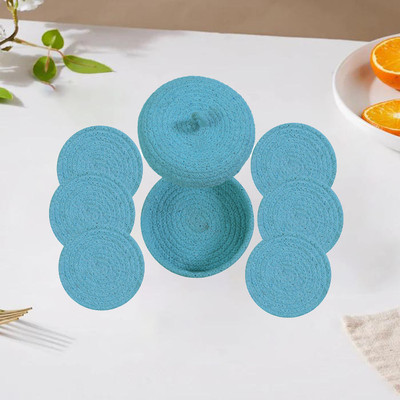 LADLI JEE Round Reversible Cotton Coaster Set(Pack of 6)
