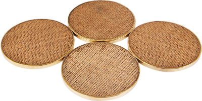 INDIAN ARTISANS Square Reversible Medium Density Fibreboard Coaster Set(Pack of 4)