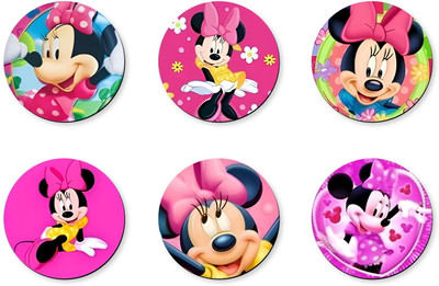 Sketchfab Round Wood Coaster Set(Pack of 6)