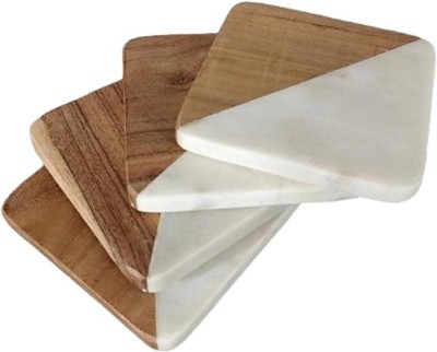 VIDHI ENTERPRISES Square Reversible Marble Coaster Set(Pack of 4)