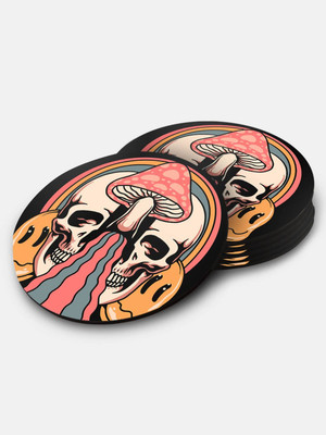Macmerise Round Medium Density Fibreboard Coaster Set(Pack of 6)