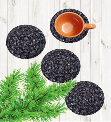 LADLI JEE Round Reversible Polyester Coaster(Pack of 4)