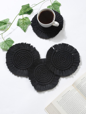 My Creative Hut Round Reversible Cotton Coaster Set(Pack of 4)