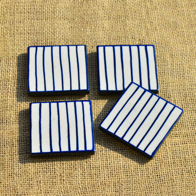StyleMyWay Square Ceramic Coaster Set(Pack of 4)