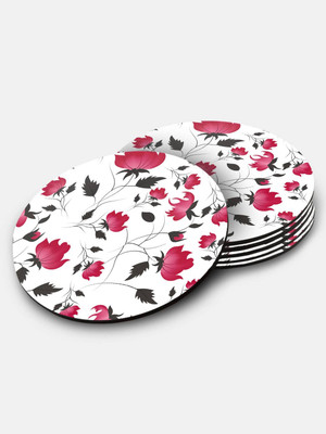 Macmerise Round Medium Density Fibreboard Coaster Set(Pack of 6)