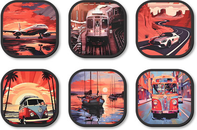 Sketchfab Square Wood Coaster Set(Pack of 6)