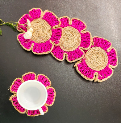 MUKHERJEE HANDICRAFTS: TRANSFORMATION OFLIFE........ Round Reversible Jute Coaster Set(Pack of 4)