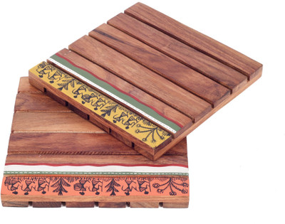 AAKRITI ART CREATIONS Square Wood Coaster(Pack of 2)