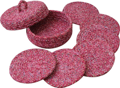 LADLI JEE Round Reversible Polyester Coaster Set(Pack of 6)