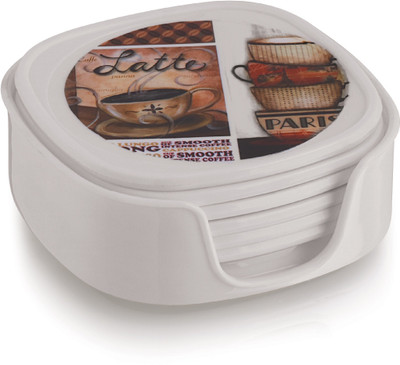 AAKAR Square PVC Coaster Set(Pack of 6)