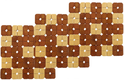 KUBER INDUSTRIES Square Bamboo Coaster Set(Pack of 3)