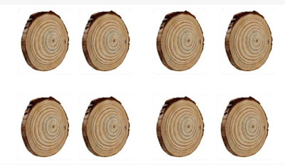 GO7 Round Reversible Wood Coaster Set(Pack of 8)
