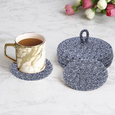 LADLI JEE Round Reversible Polyester Coaster Set(Pack of 6)