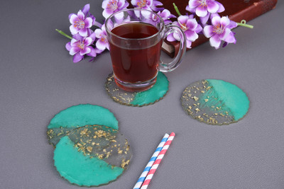 Vatsin Round Reversible Resin Coaster Set(Pack of 4)