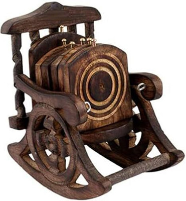 think n craft Square Reversible Wood Coaster Set(Pack of 2)