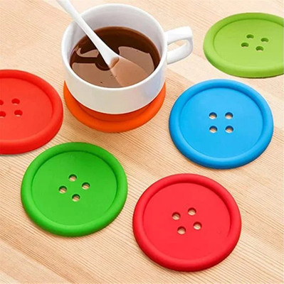 JohnMacc Round Reversible Rubber Coaster Set(Pack of 6)