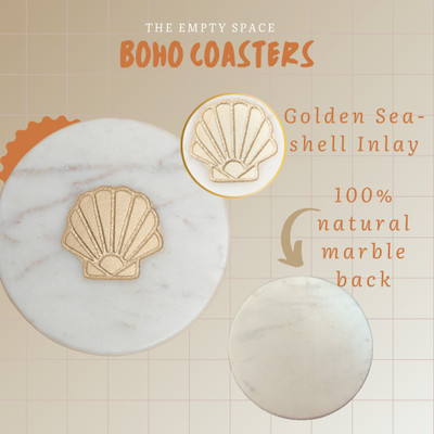 theemptyspaces Round Marble Coaster Set(Pack of 4)