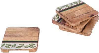 AAKRITI ART CREATIONS Square Wood Coaster(Pack of 4)