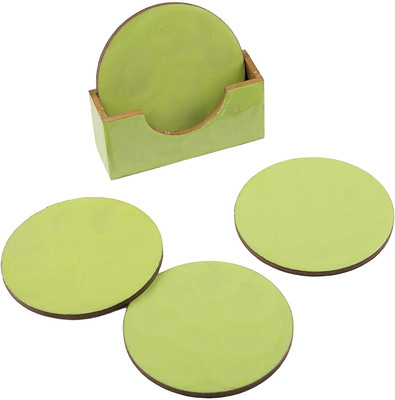 InsTook Round Wood Coaster Set(Pack of 4)