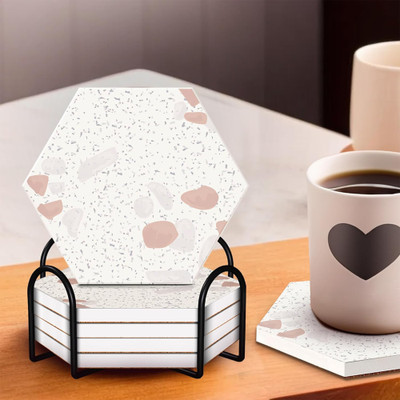 KUBER INDUSTRIES Hexagon Stone Coaster Set(Pack of 18)