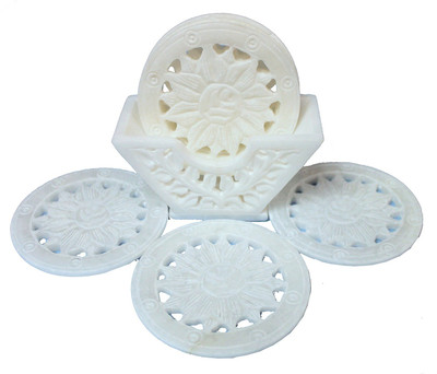 Pooja Creation Round Marble Coaster(Pack of 6)