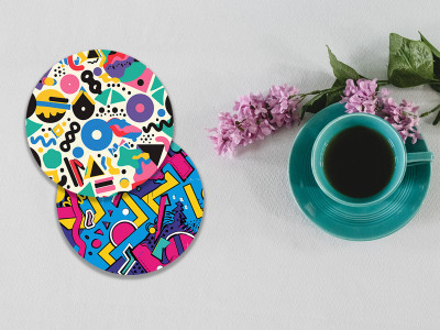 Vatsin Round Medium Density Fibreboard Coaster Set(Pack of 2)